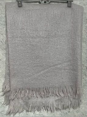 VTG”Toison D’or Mohair hair blend Shawl/throw blanket in light gray 70x51”